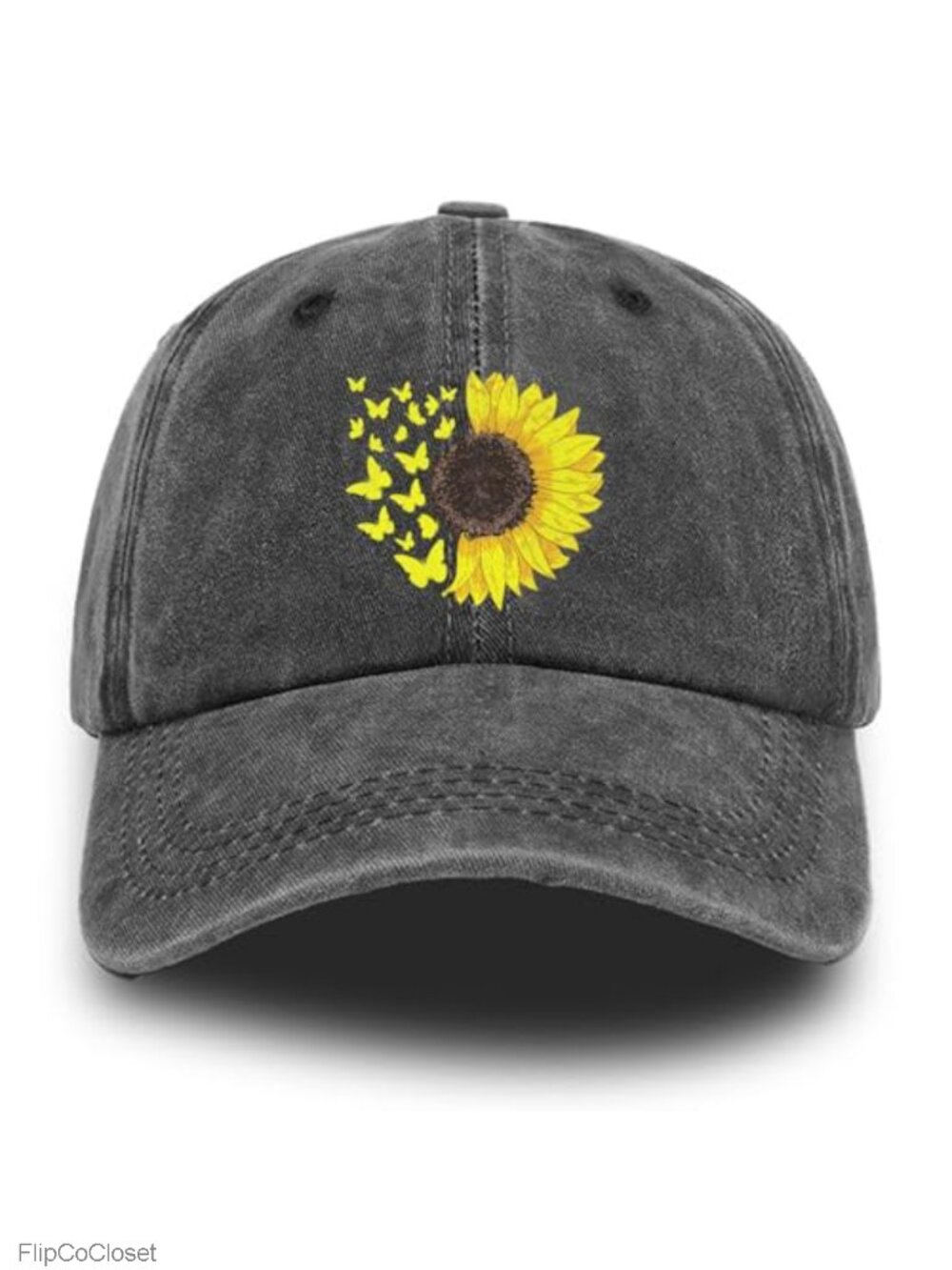 Washed Distressed Denim Dad Baseball Cap Adjustable Women's Hat